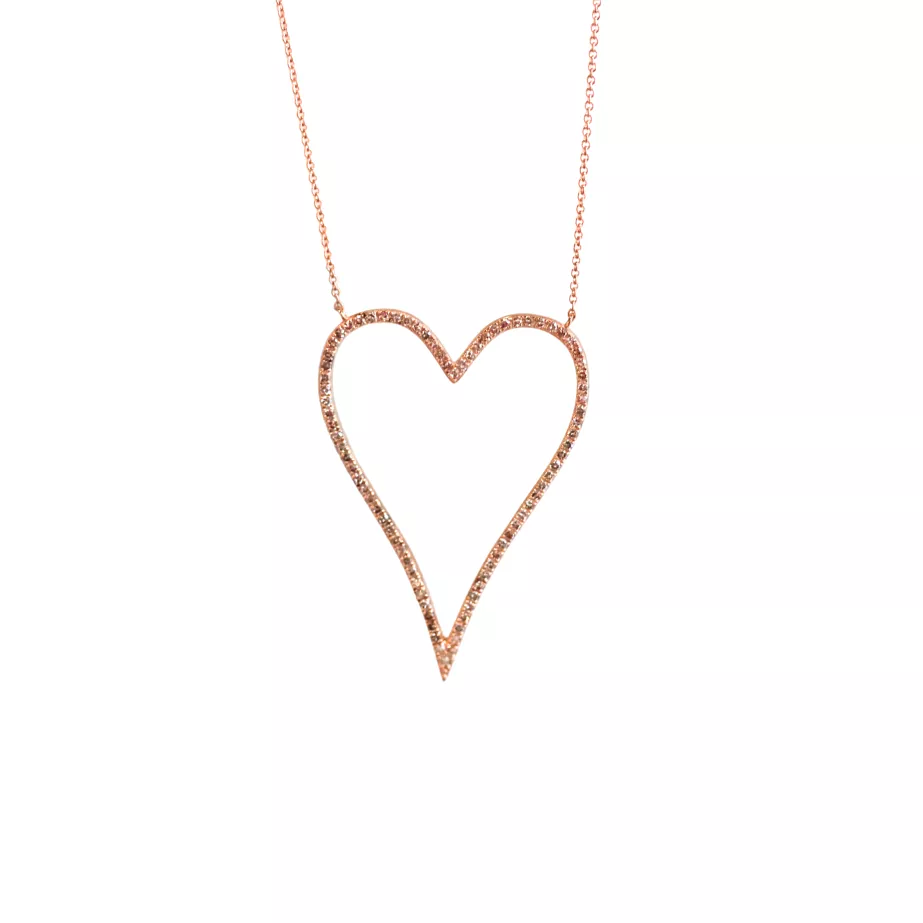 Rose Gold Large Open Heart Diamond Necklace