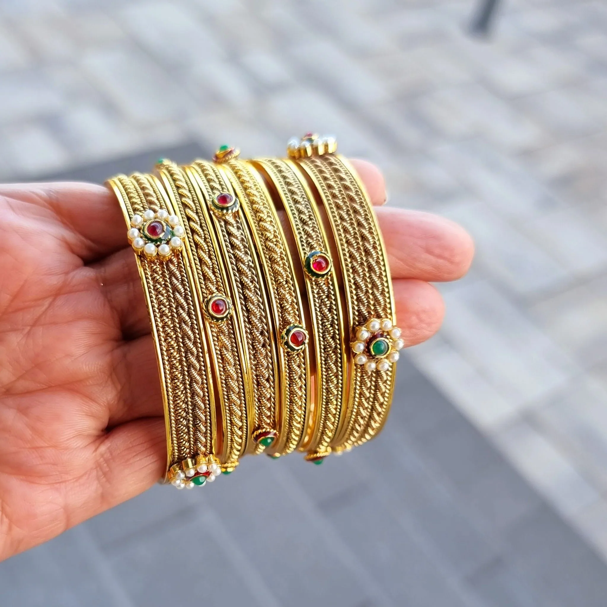 Rustic Gold Plated Bangles