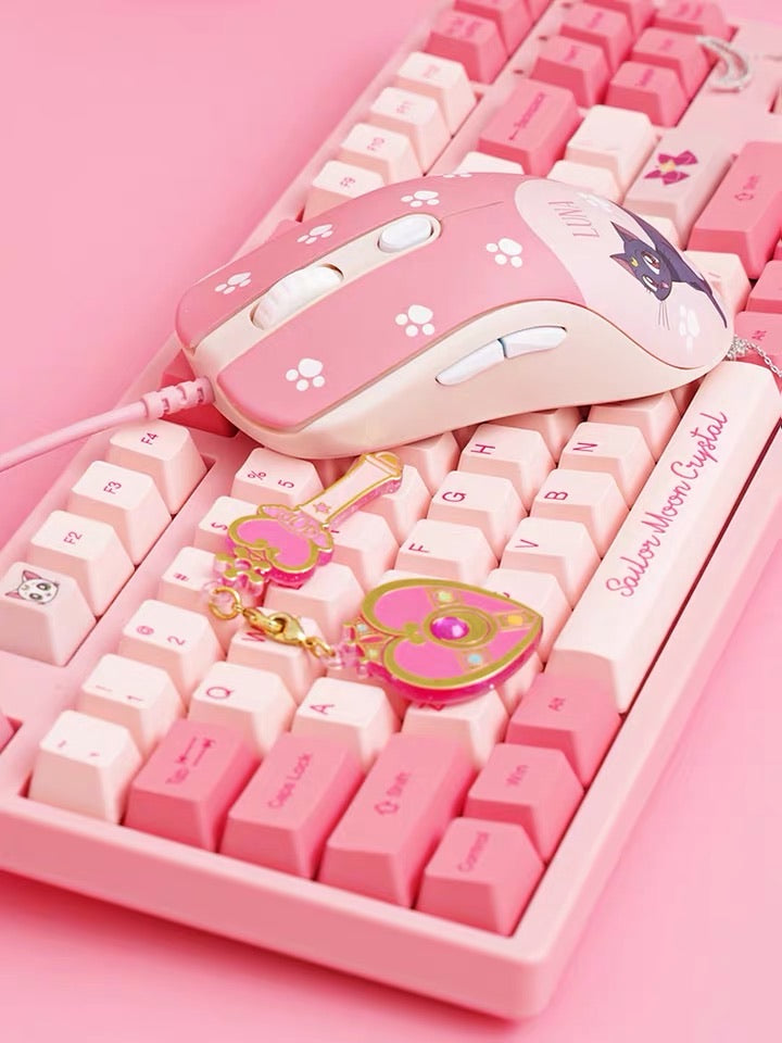 Sailor moon Luna crystal pink girly mouse