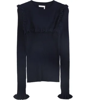 Seebychloe Womens Ruffle Pullover Sweater