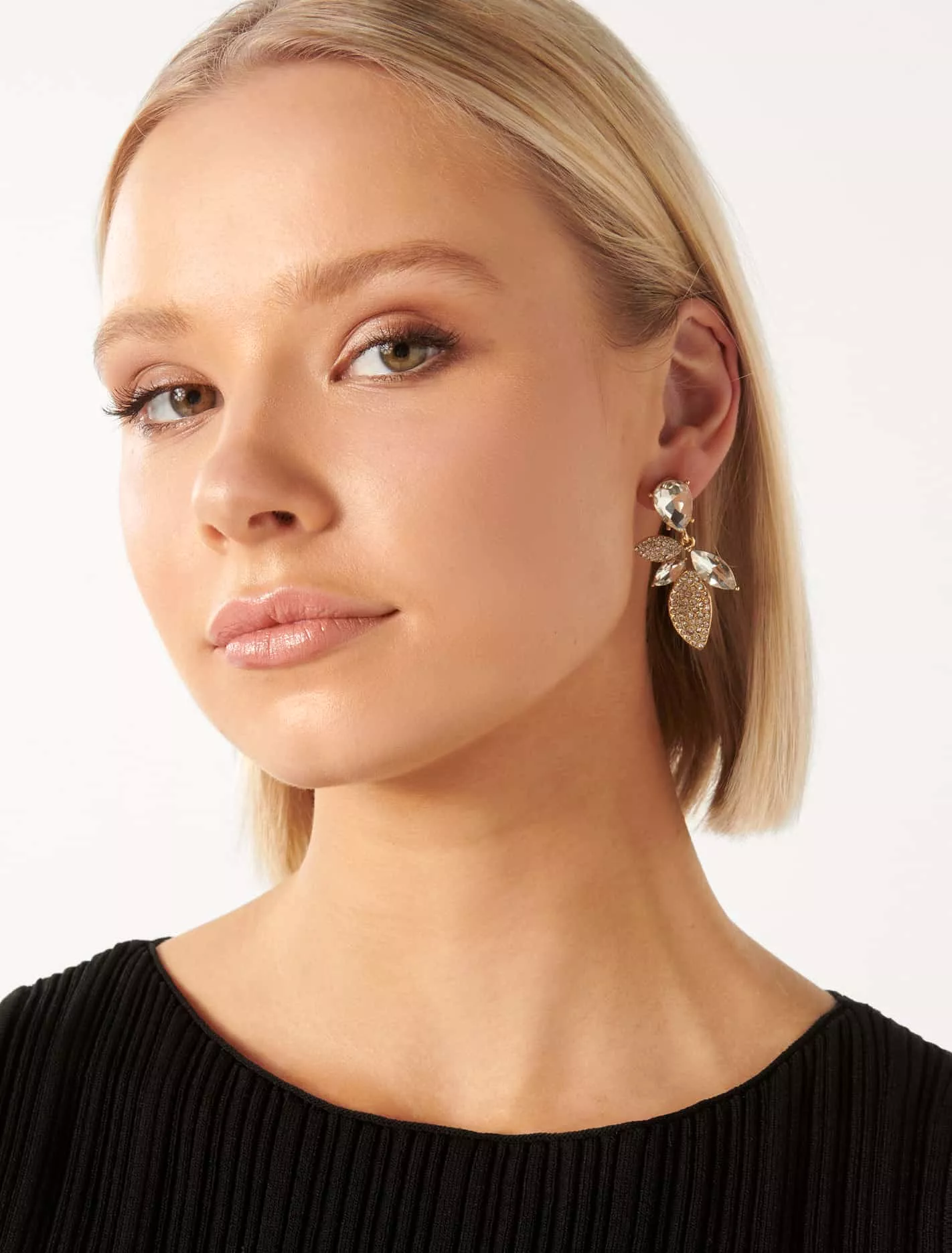 Signature Reese Glass Stone Leaf Drop Earrings