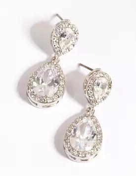 Silver Cubic Zirconia Angelina Drop Earrings