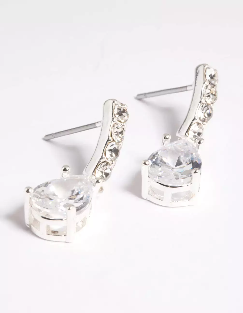 Silver Cubic Zirconia Pear Cut Drop Earrings