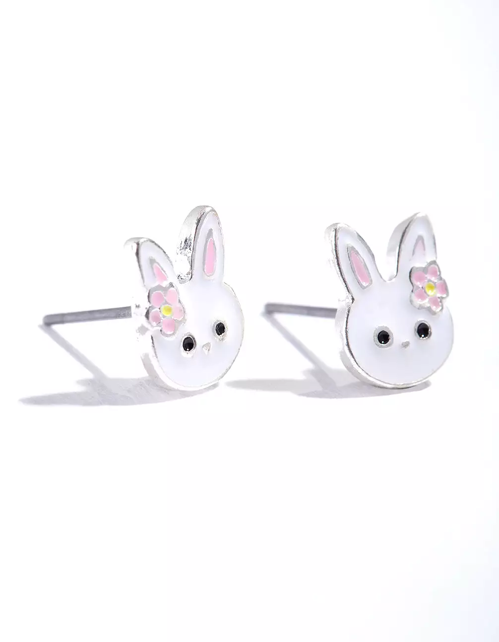 Silver Cute Bunny Stud Earrings