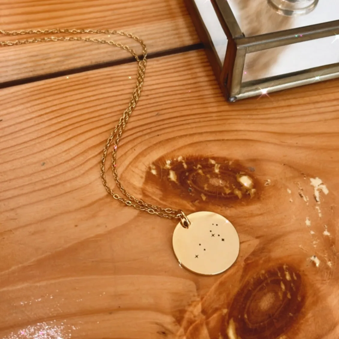 Single Sided Lazer Engraved 20MM Disc Necklace - LINE ART