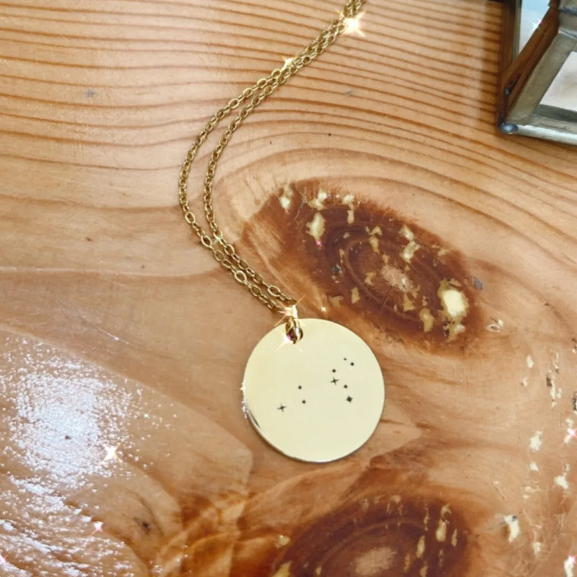 Single Sided Lazer Engraved 20MM Disc Necklace - LINE ART