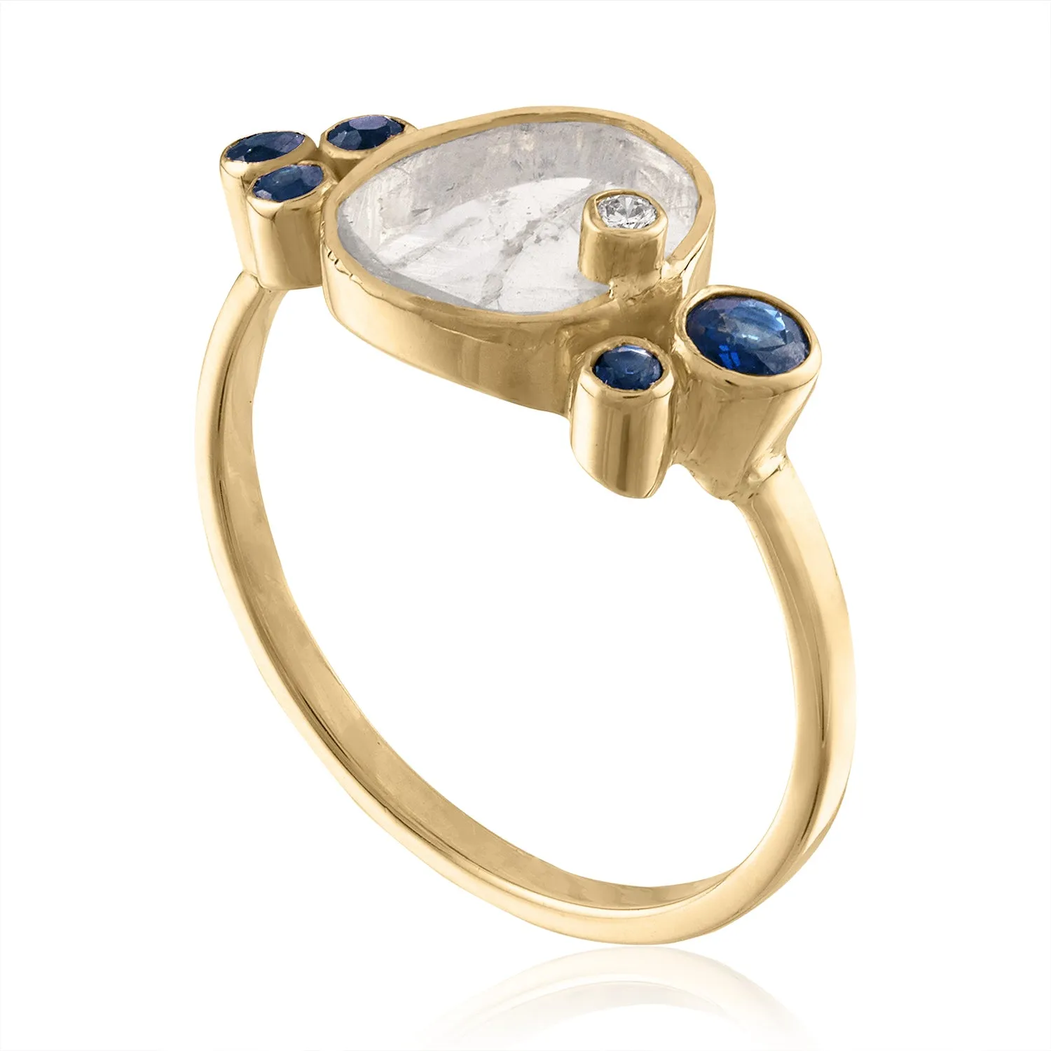 SITARA DIAMOND SLICE RING WITH SAPPHIRES