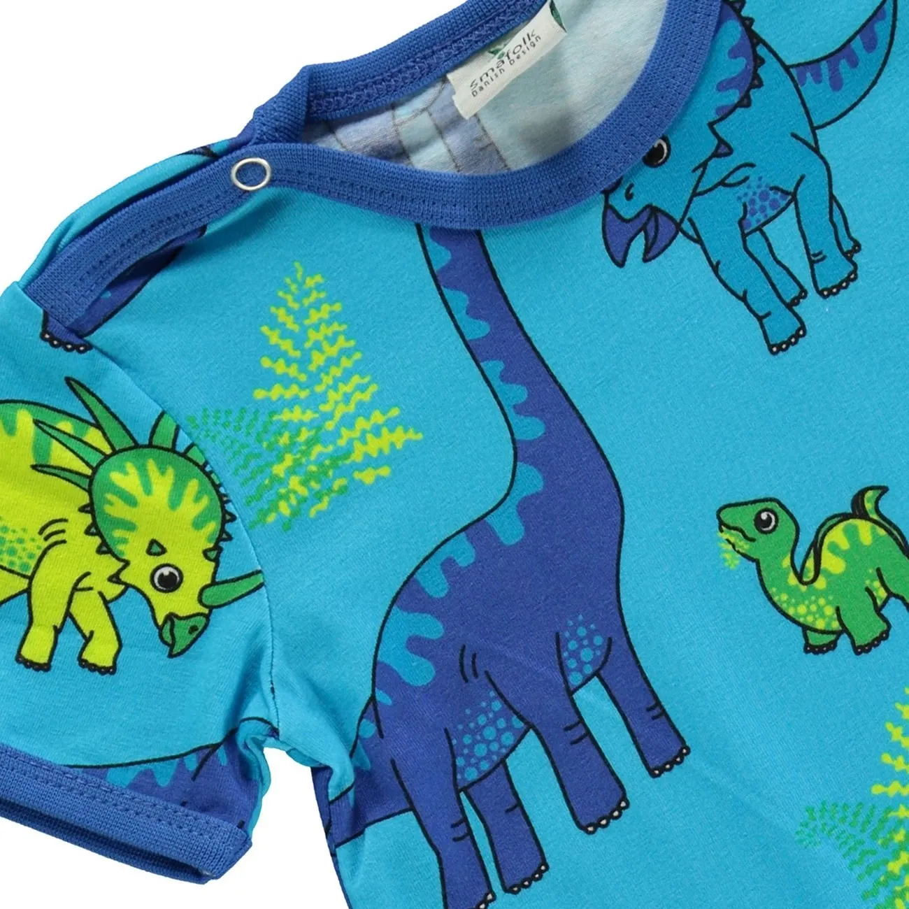 Smfolk Blue Atoll Short-Sleeved Jumpsuit With Dinosaur