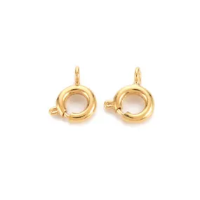 Spring Ring Clasps, Brass, 18K Gold Plated, 6mm