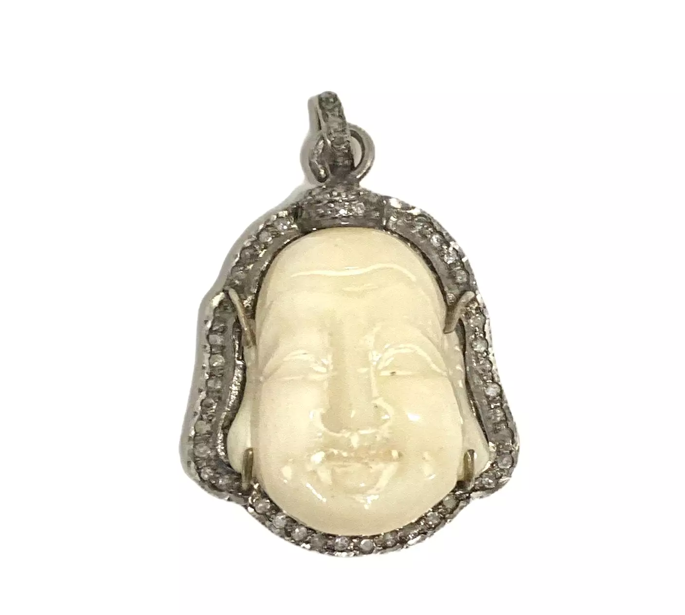 S.Row Designs Ivory and Diamond Cheeky Buddha Pendant