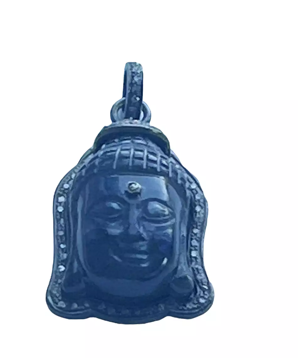 S.Row Designs Lapis and Diamond Buddha Pendant