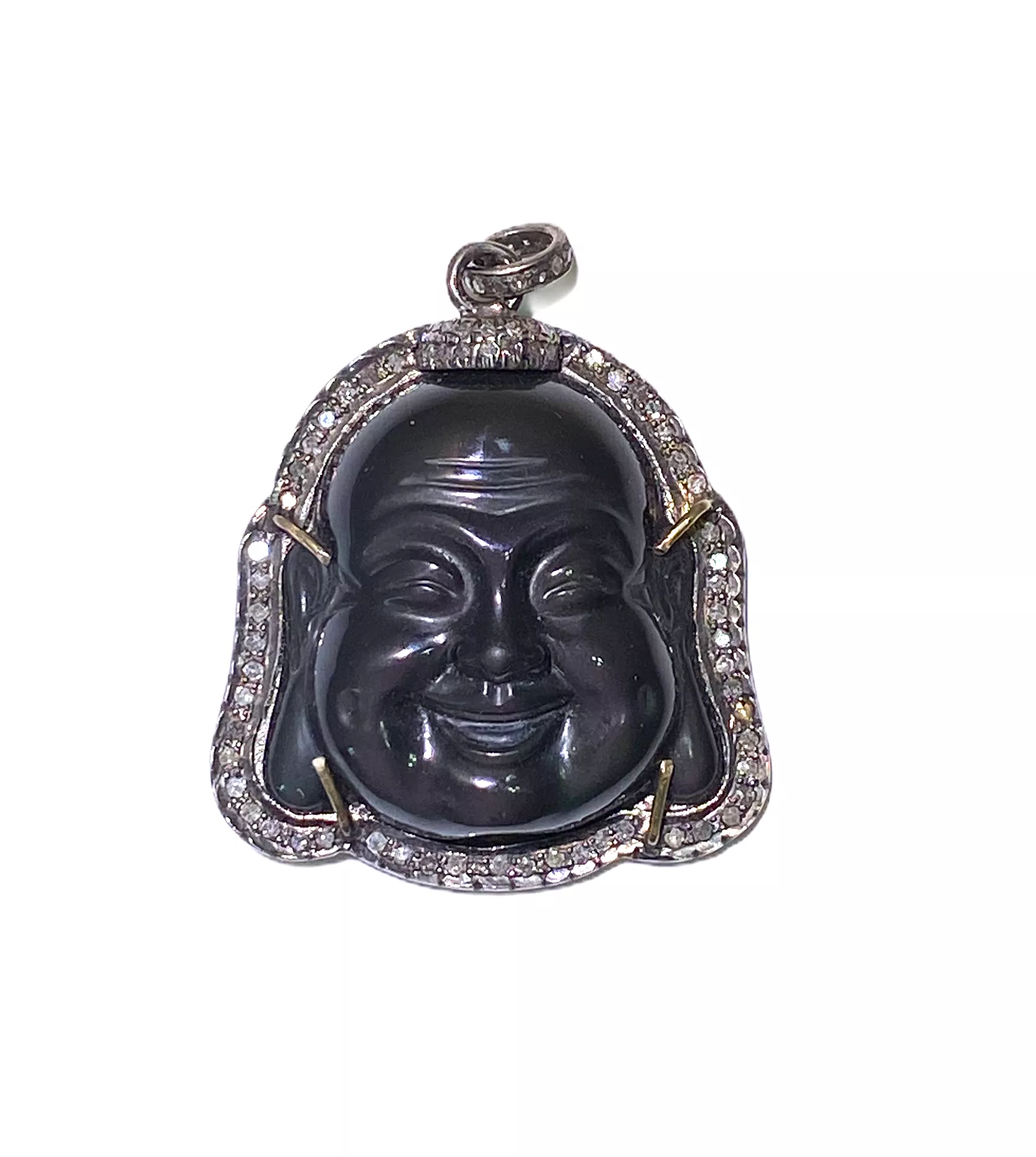 S.Row Designs Large Onyx and Diamond Buddha Pendant