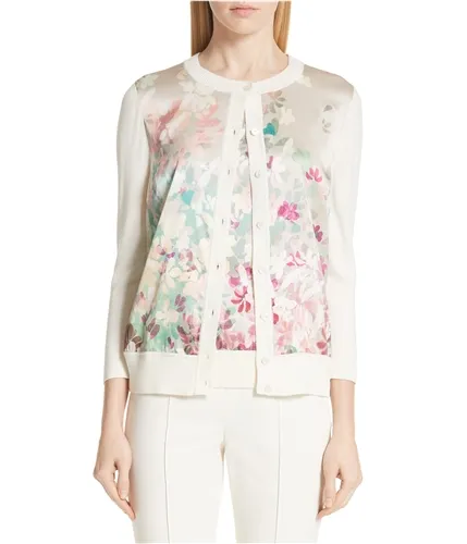 St. John Womens Floral Cardigan Sweater