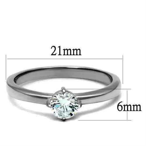 Stainless Steel Ring with Center Crystal