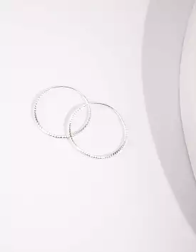 Sterling Silver 25mm Texture Hoop Earrings