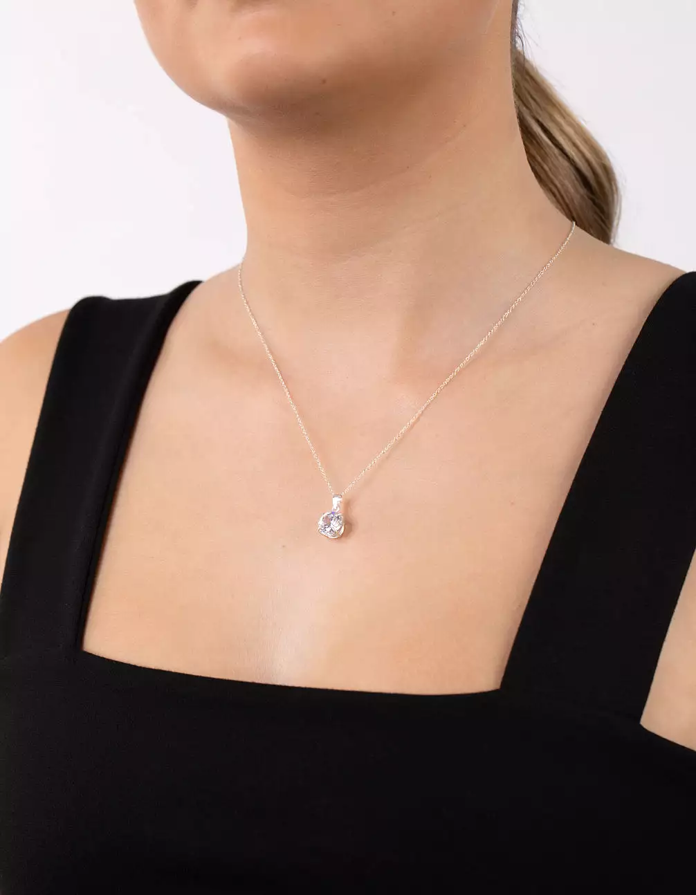 Sterling Silver 3 Carat Cubic Zirconia Solitaire Pendant Necklace