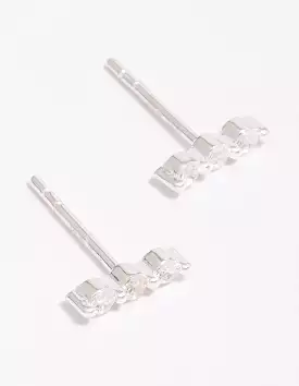 Sterling Silver Cubic Zirconia Bar Stud Earrings