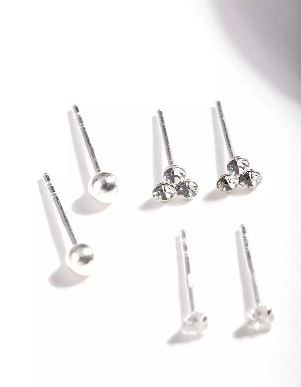 Sterling Silver Cubic Zirconia Crystal Stud Earring Pack