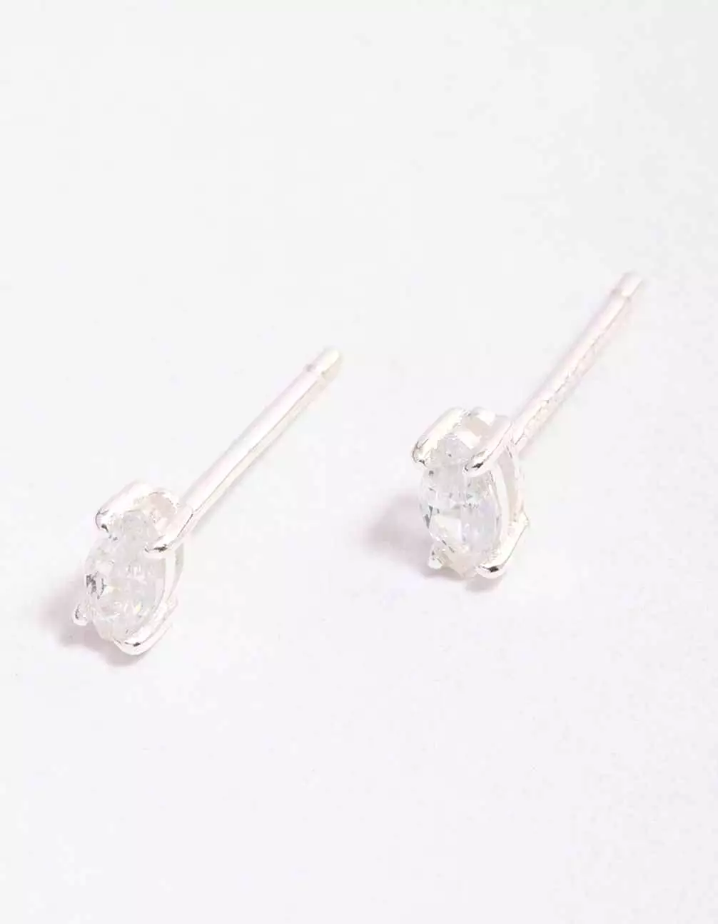 Sterling Silver Cubic Zirconia Marquise Stud Earrings