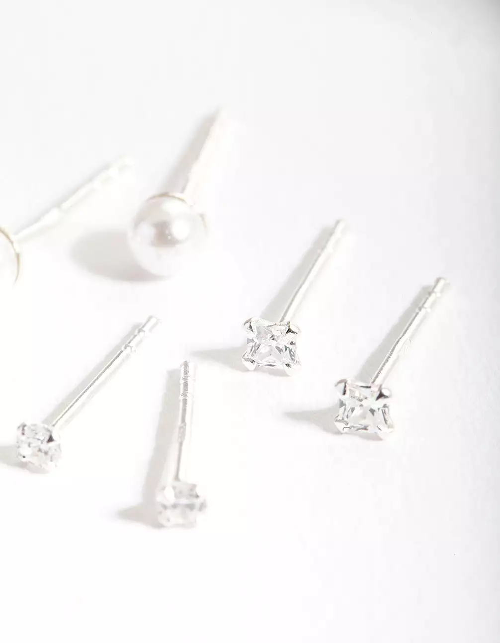 Sterling Silver Cubic Zirconia Pearl Stud Earring Pack