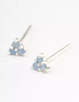 Sterling Silver Cubic Zirconia Trio Cluster Stud Earrings