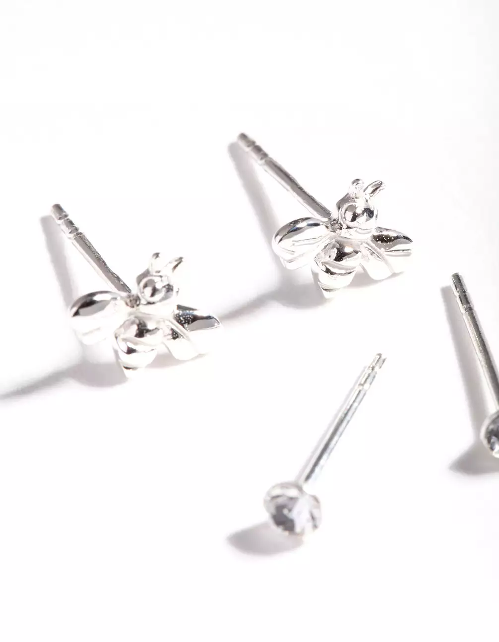 Sterling Silver Diamante Bee Stud Earring Pack