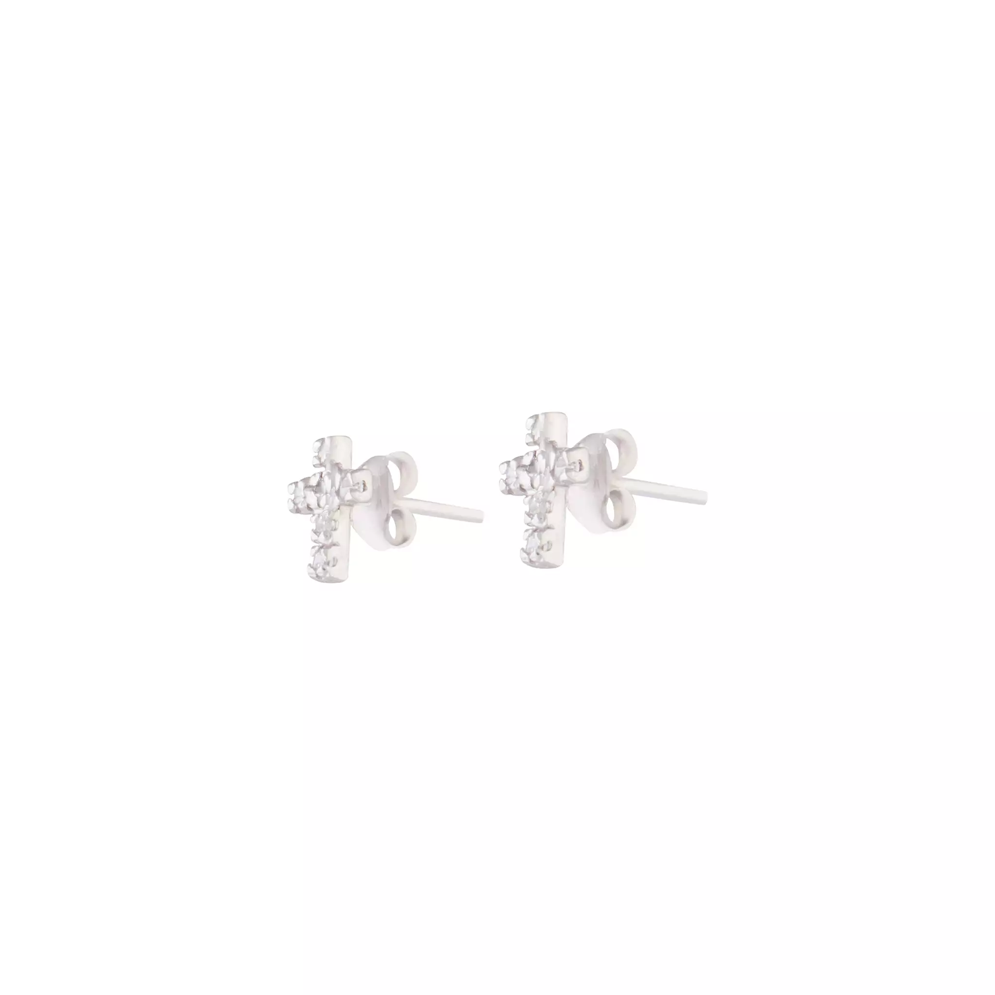 Sterling Silver Diamante Cross Stud