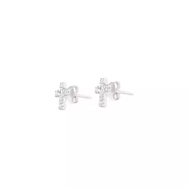 Sterling Silver Diamante Cross Stud