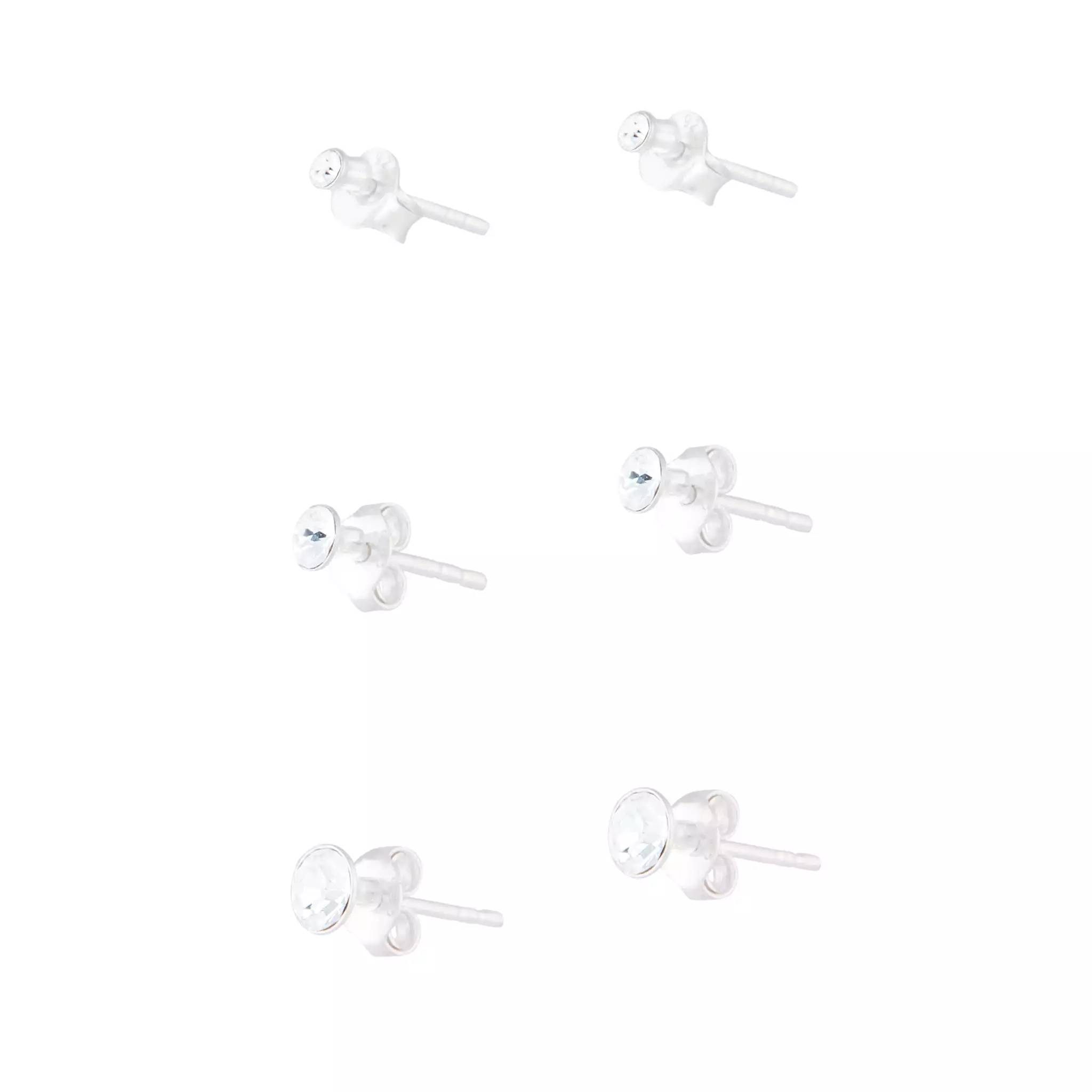 Sterling Silver Graduated Diamante Stud Pack