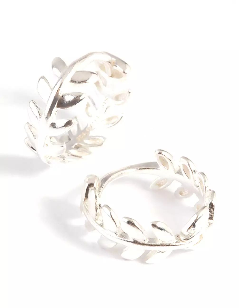 Sterling Silver Leaf Huggie Hoop Earrings