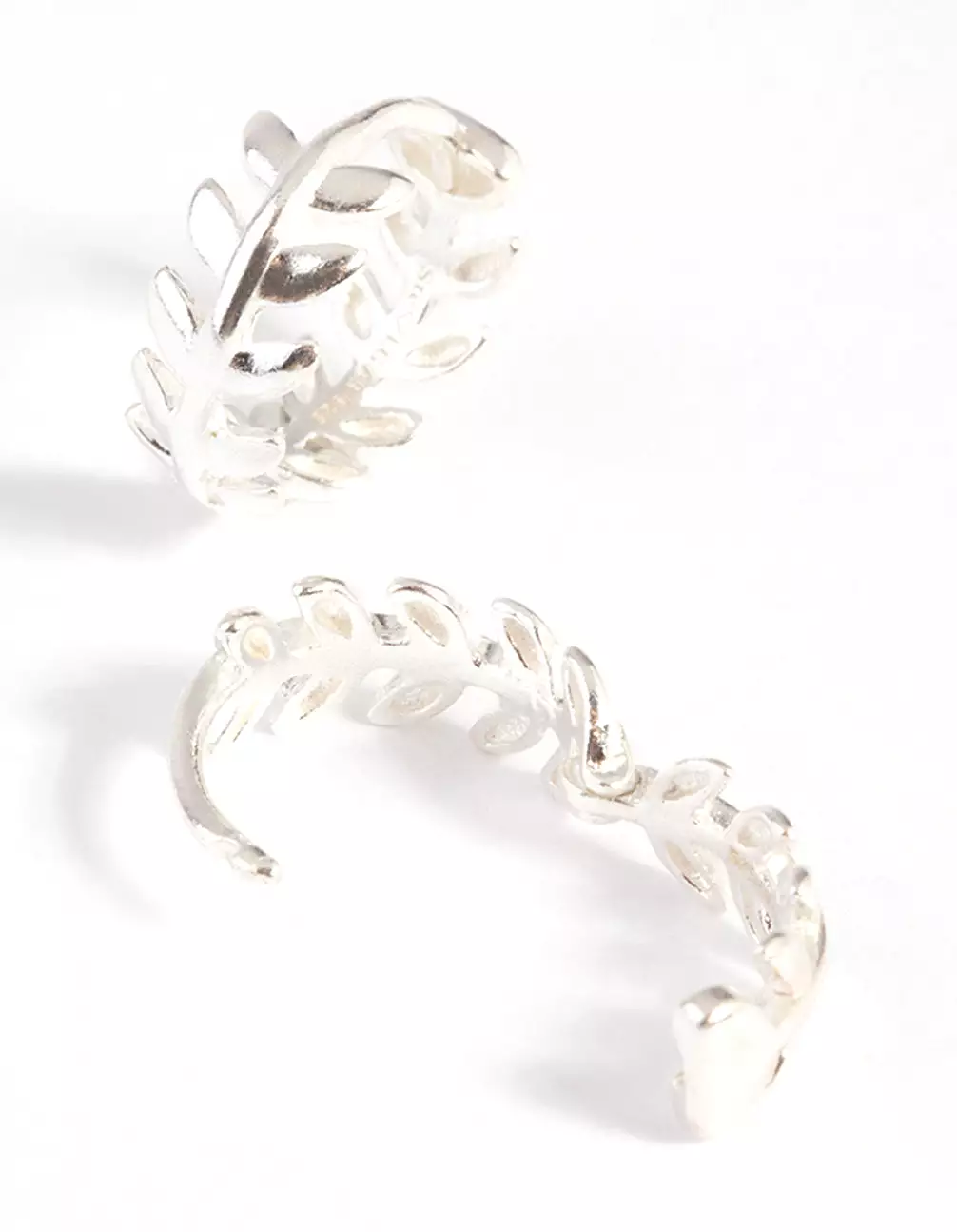 Sterling Silver Leaf Huggie Hoop Earrings