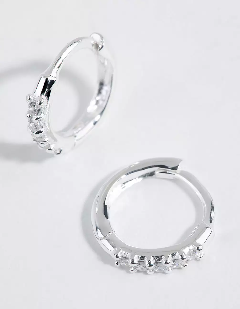 Sterling Silver Mini Cubic Zirconia Huggie Earrings