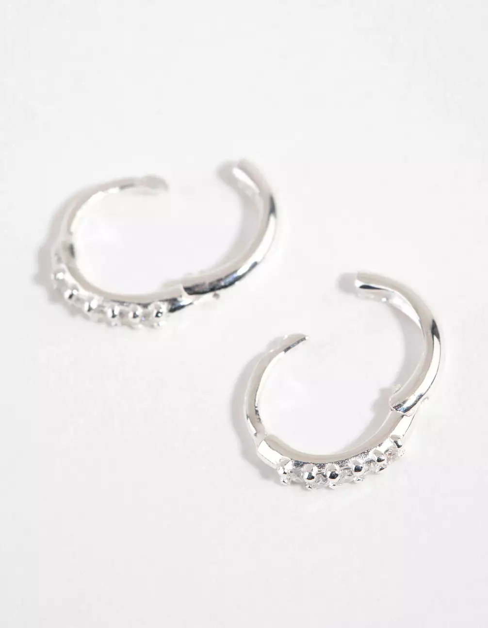 Sterling Silver Mini Cubic Zirconia Huggie Earrings