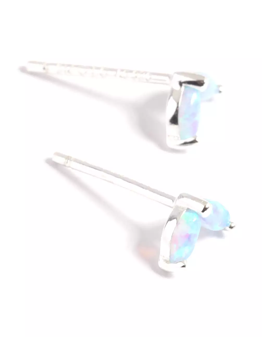 Sterling Silver Opal Dolphin Tail Stud Earrings