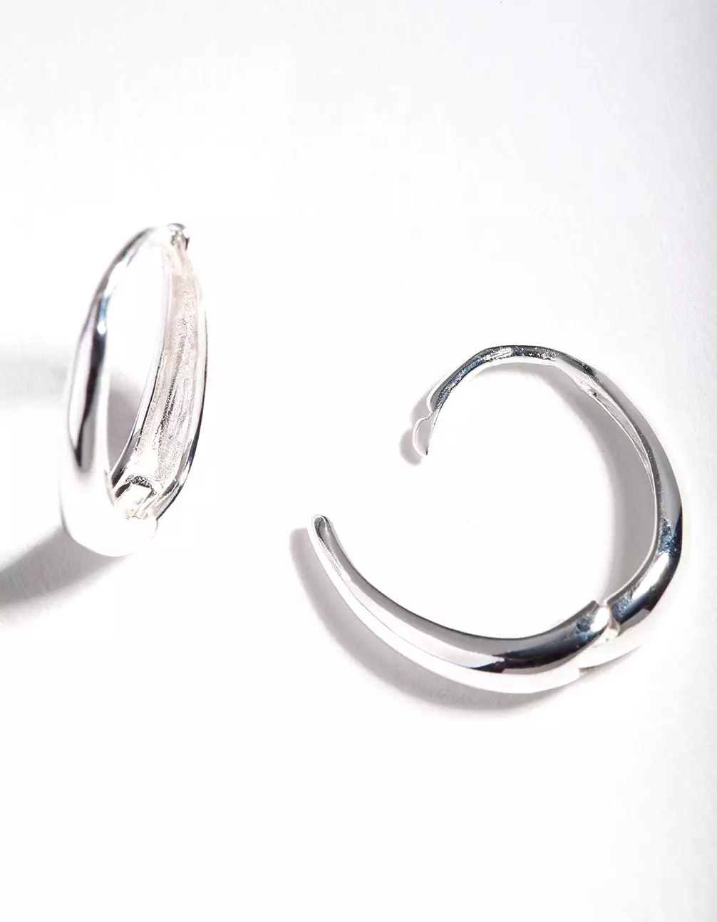 Sterling Silver Oval Drop Huggie Earrings