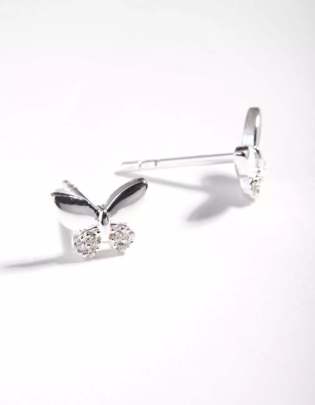 Sterling Silver Pave Butterfly Stud Earrings