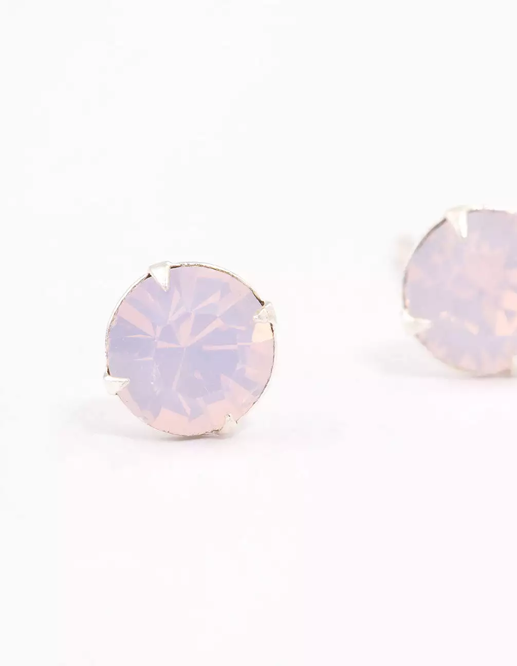 Sterling Silver Pink Oval Stud Earrings