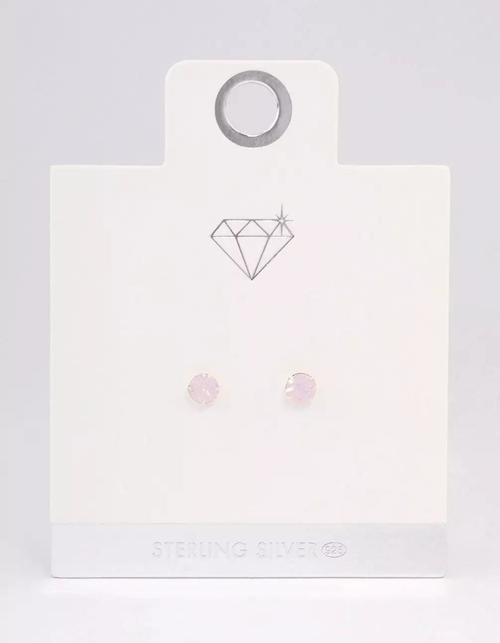 Sterling Silver Pink Oval Stud Earrings