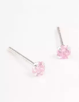 Sterling Silver Pink Pastel Stud Earrings