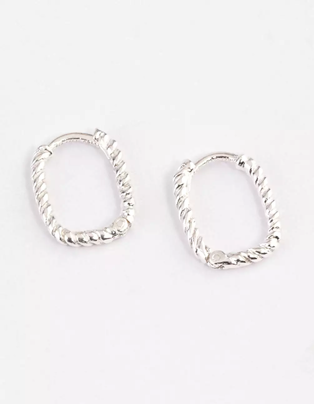 Sterling Silver Rectangle Rope Hoop Earrings