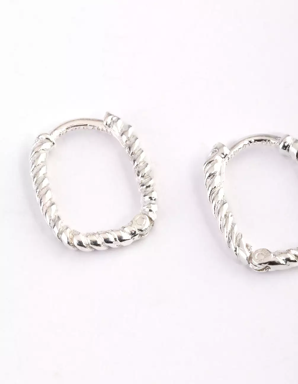 Sterling Silver Rectangle Rope Hoop Earrings