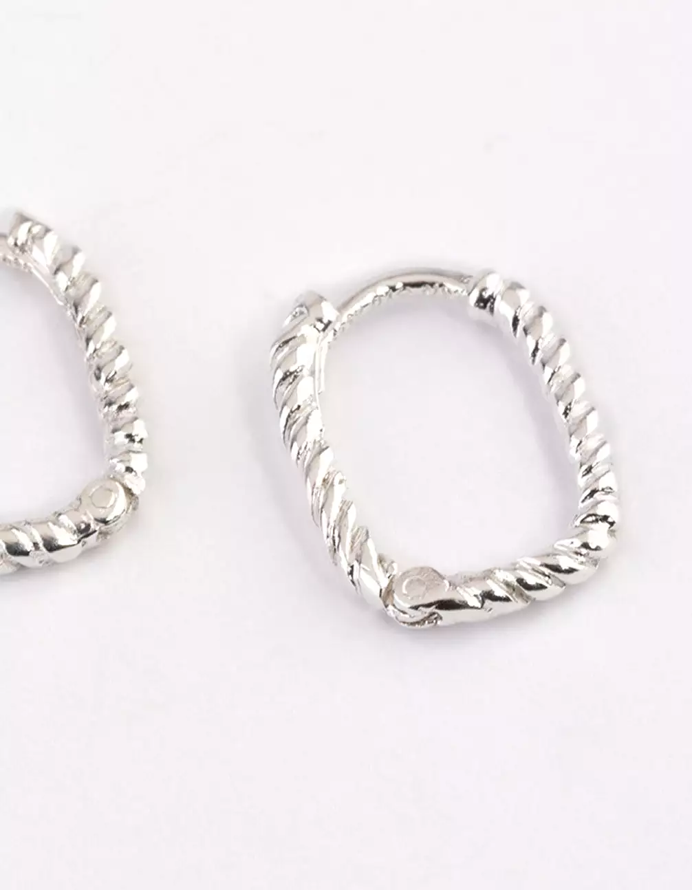 Sterling Silver Rectangle Rope Hoop Earrings