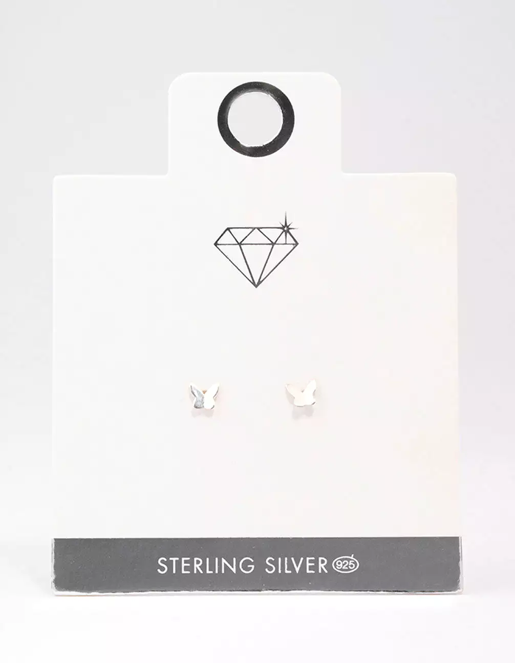 Sterling Silver Solid Butterfly Stud Earrings