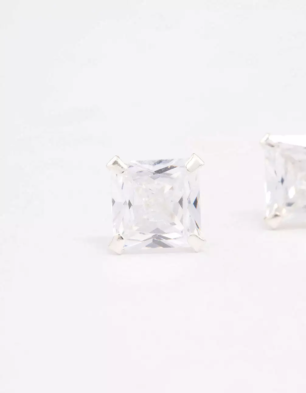 Sterling Silver Square Cubic Zirconia Stud Earrings