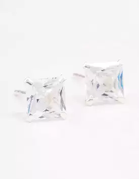 Sterling Silver Square Cubic Zirconia Stud Earrings