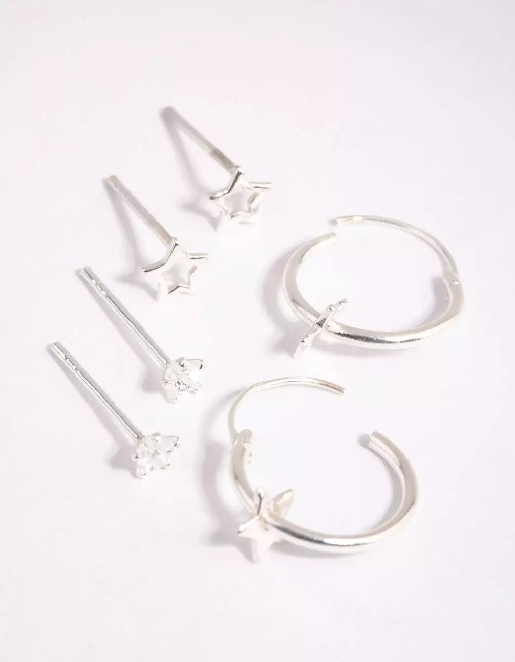 Sterling Silver Star Stud & Hoop Earring Pack