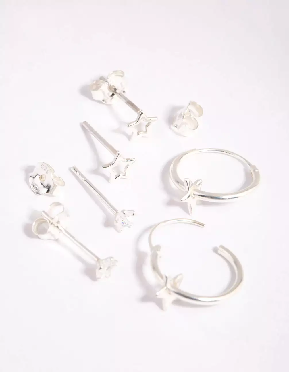 Sterling Silver Star Stud & Hoop Earring Pack