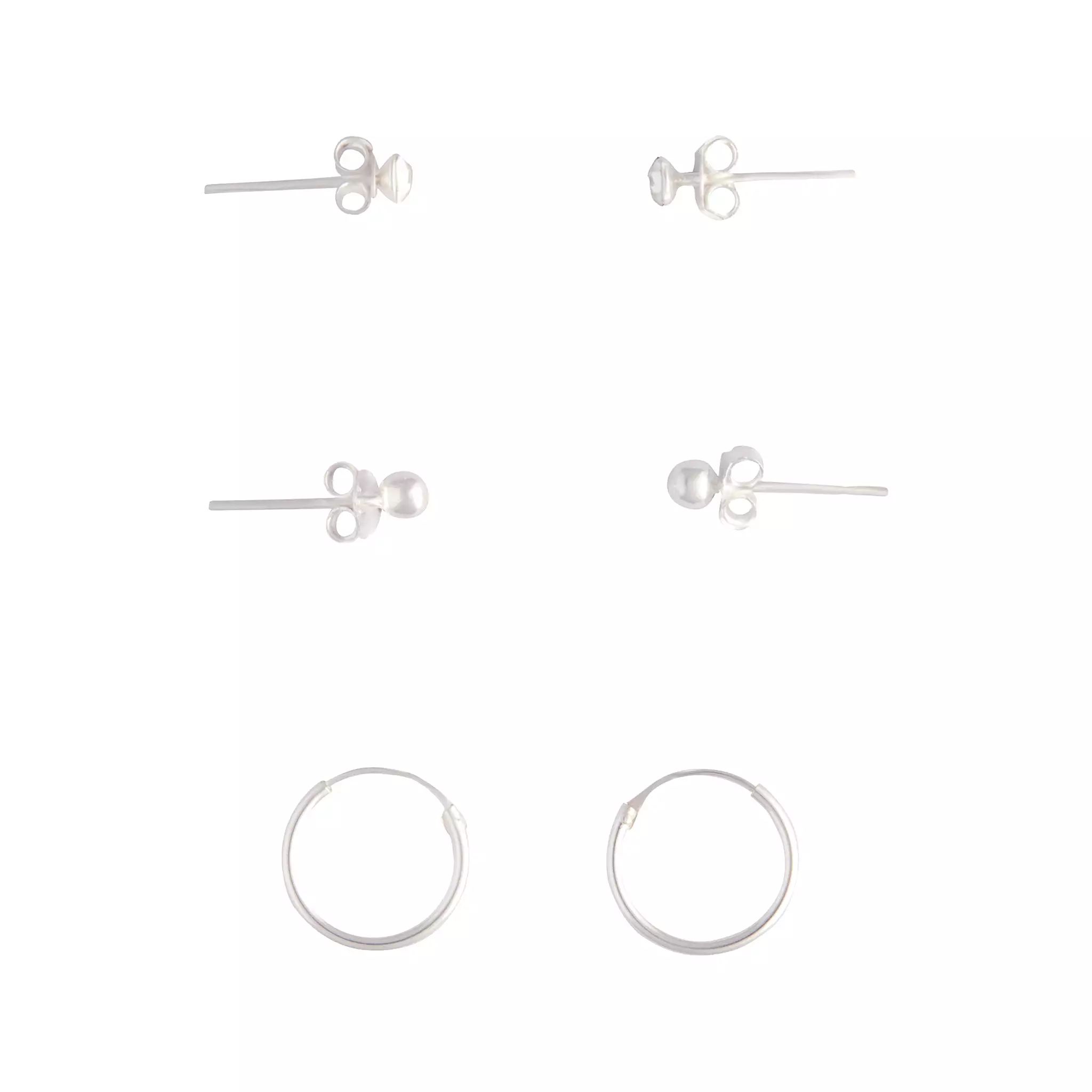 Sterling Silver Stud Diamante & Hoop Pack