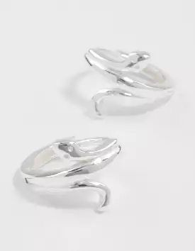 Sterling Silver Wrapped Snake Huggie Earrings