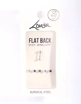 Surgical Steel Flat Back Cubic Zirconia Multi 6-Pack